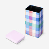 Mavi Kareli Büyük Metal Kutu