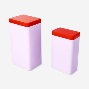 TIN CAN WITH LID AND PRINT LARGE 2PCS SET