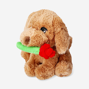 Gül Tutan Peluş Köpek 18 cm