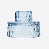 REVERSIBLE GLASS CANDLE & TEALIGHT HOLDER BLUE