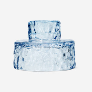 REVERSIBLE GLASS CANDLE & TEALIGHT HOLDER BLUE