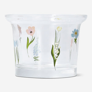 TEALIGHT HOLDER GLASS W PRINT