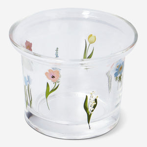 TEALIGHT HOLDER GLASS W PRINT
