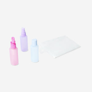 TRAVEL BOTTLES 50ML FROSTED COLOURS 3PCS SET IN EVA BAG