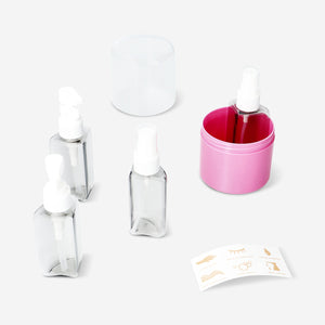 BOTTLES FOR TRAVEL 50ML 4PCS IN CASE W LID + STICKERS