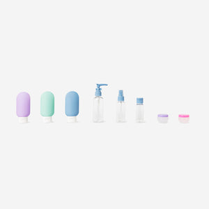 TRAVEL BOTTLES SET 12PCS W STICKERS IN EVA BAG