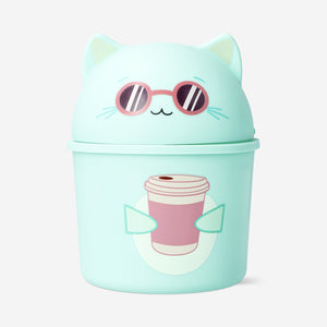 Green cat push bin