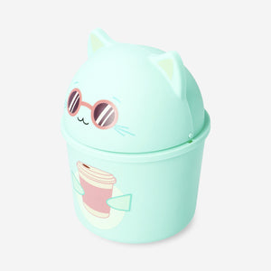 Green cat push bin