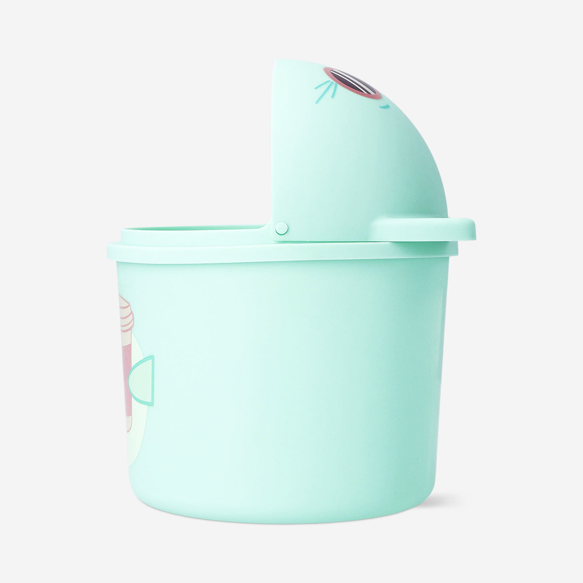 Green cat push bin