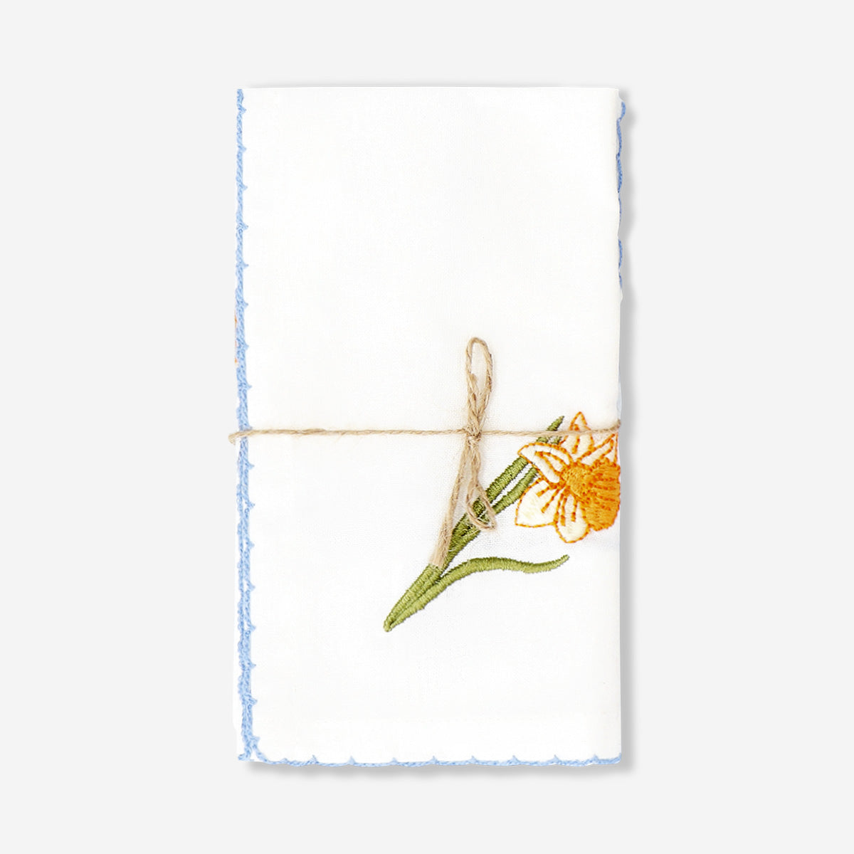 Fabric napkins with embroidered daffodils - 2 pcs