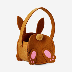 Brown bunny felt Easter bag - 22 cm