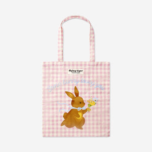 Tote bag - Pink gingham with bunny