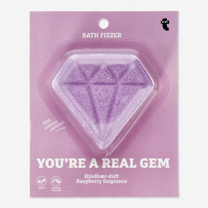 Diamond-shaped pink bath fizzer with raspberry fragrance