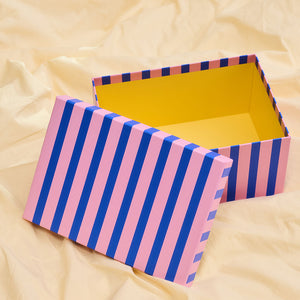 Paper storage box with blue stripes - 24 cm