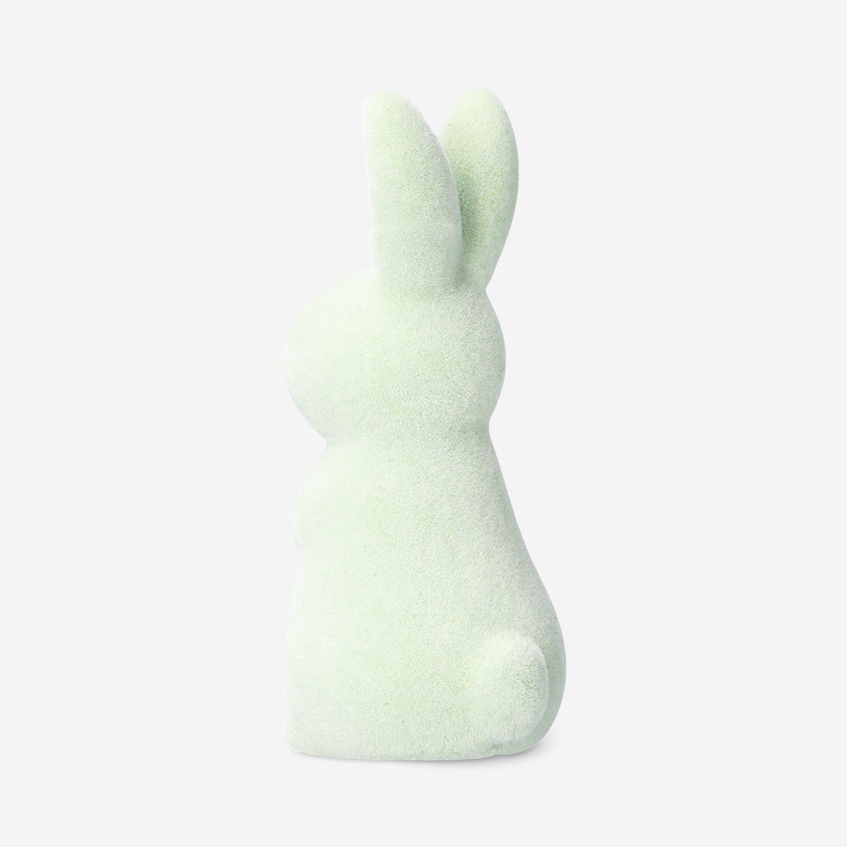 Decorative green flock rabbit - 8 cm