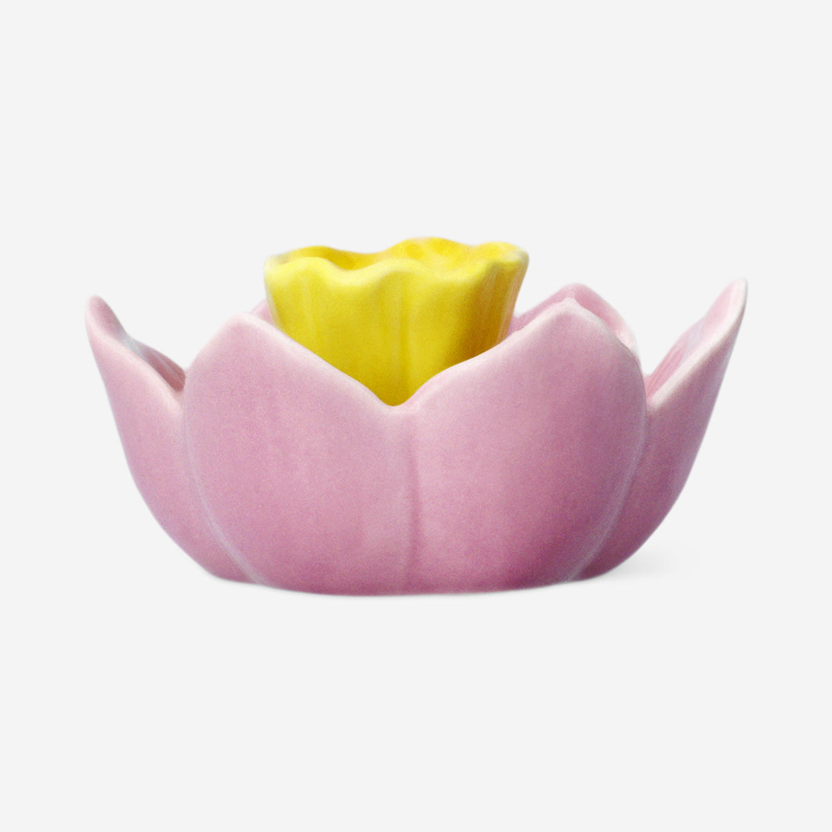 Pink daffodil candle holder