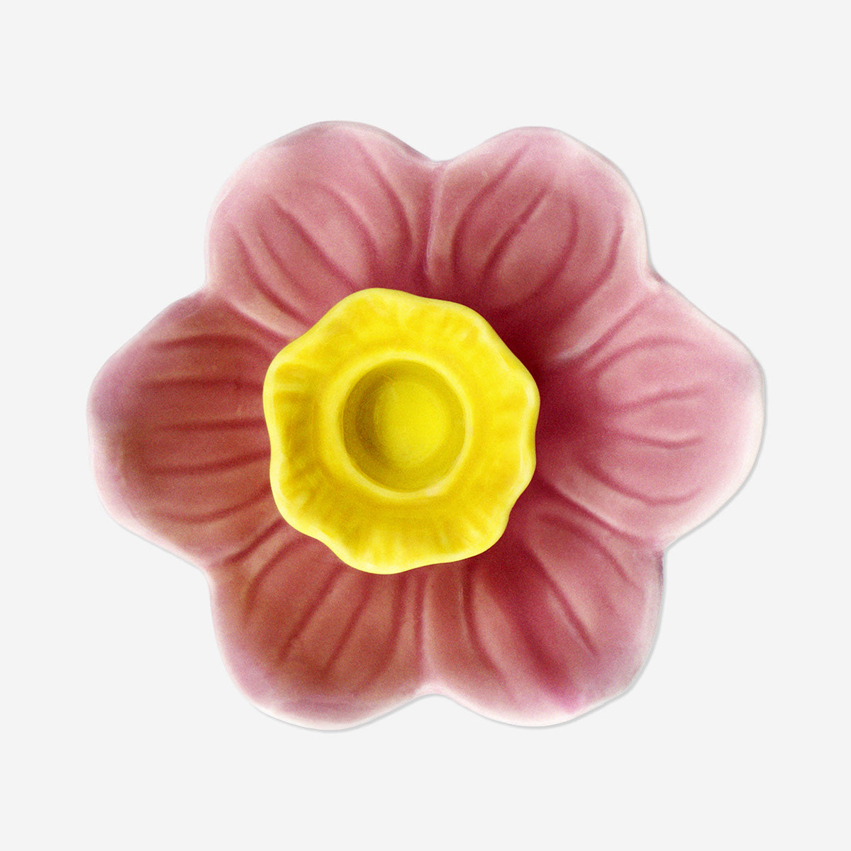 Pink daffodil candle holder