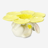 Flower cake stand with white bunny - 24 cm