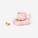 Iridescent pink mug with saucer - 190 ml