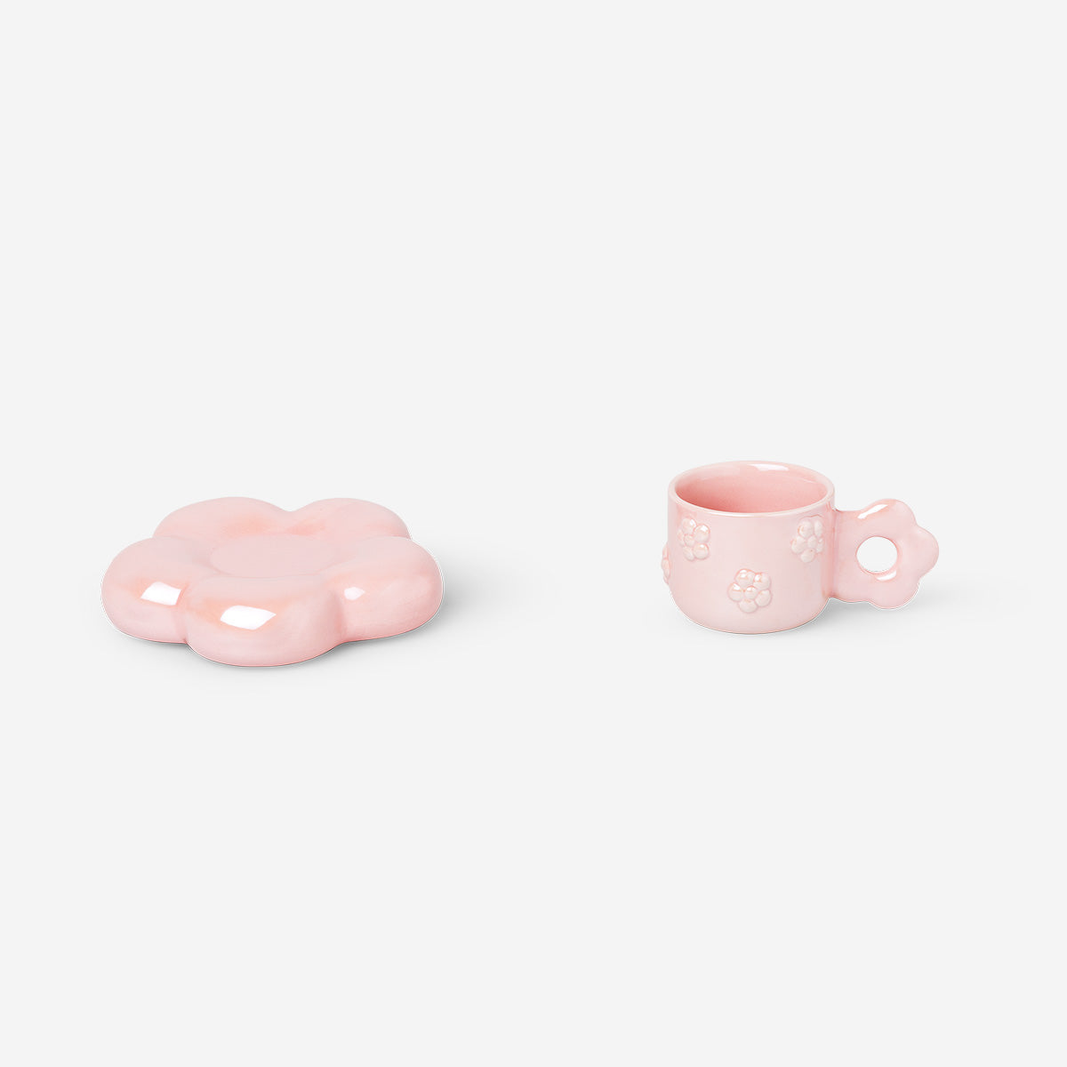 Iridescent pink mug with saucer - 190 ml