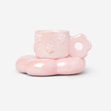 Iridescent pink mug with saucer - 190 ml