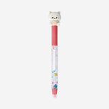 Erasable ballpoint pen with cat topper