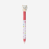 Erasable ballpoint pen with cat topper