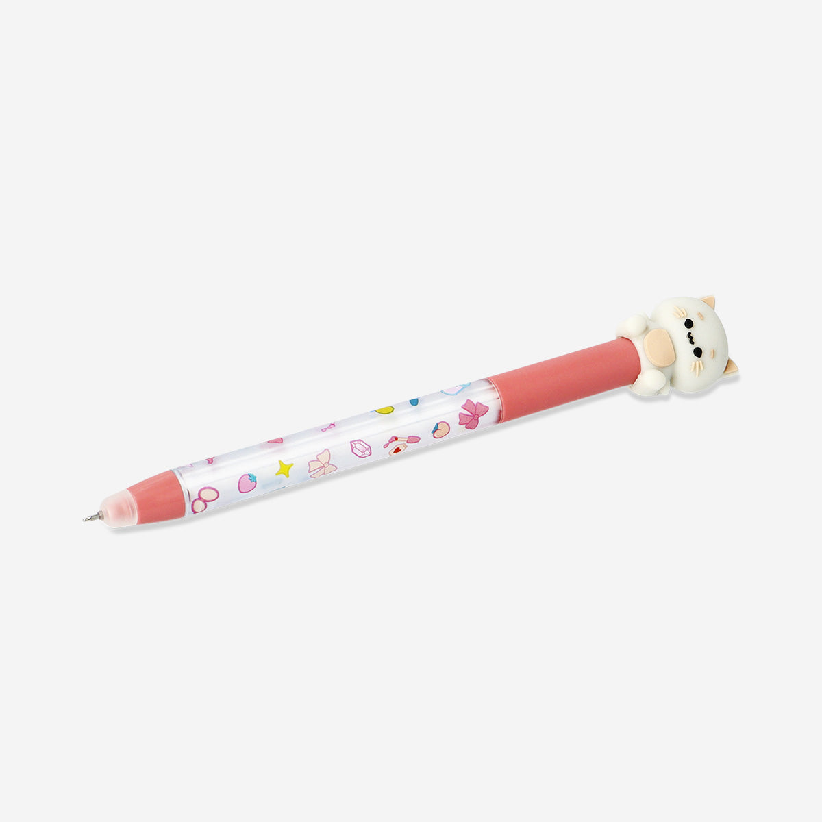 Erasable ballpoint pen with cat topper
