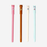 Gel ink pens with animal toppers - 4 pcs