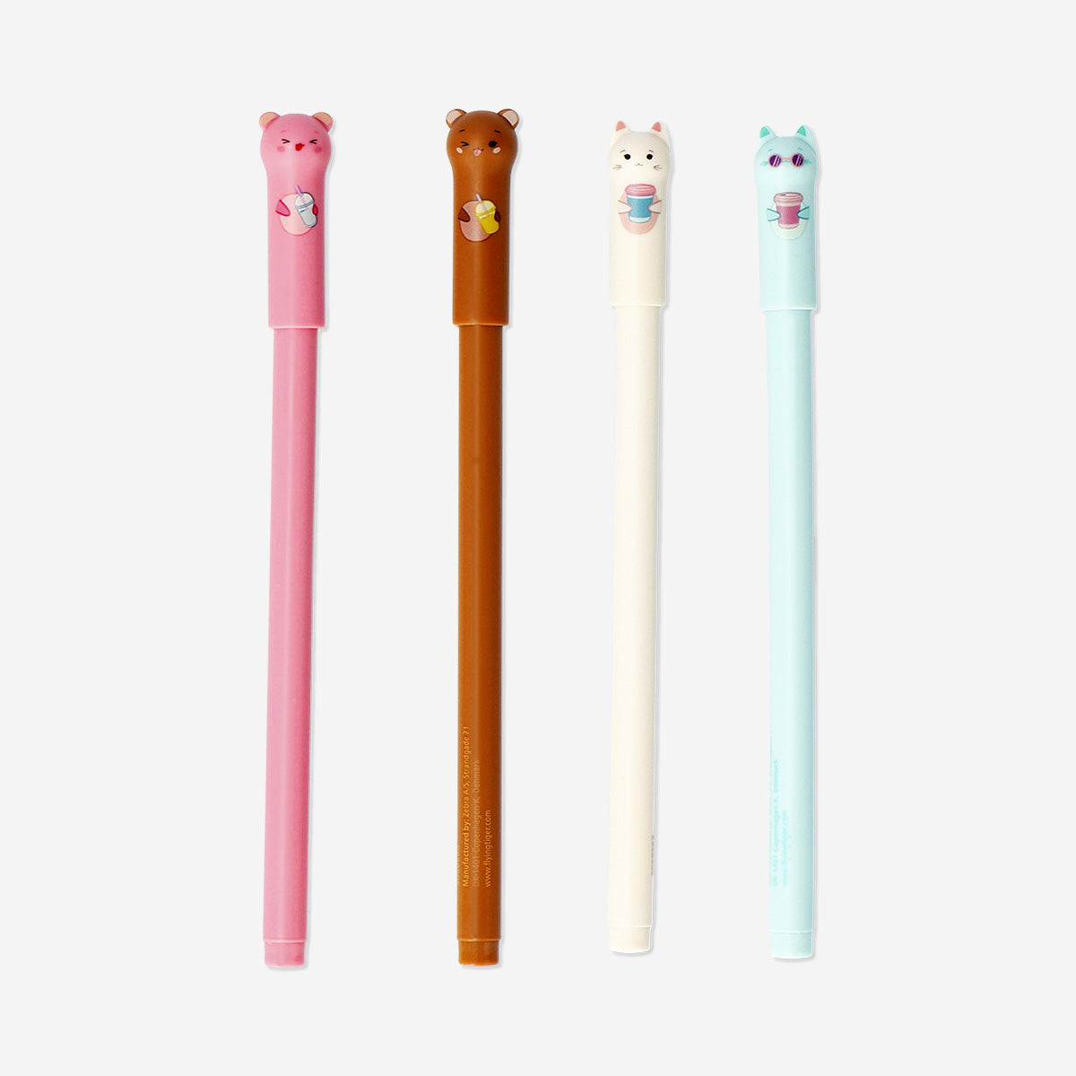 Gel ink pens with animal toppers - 4 pcs