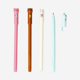 Gel ink pens with animal toppers - 4 pcs