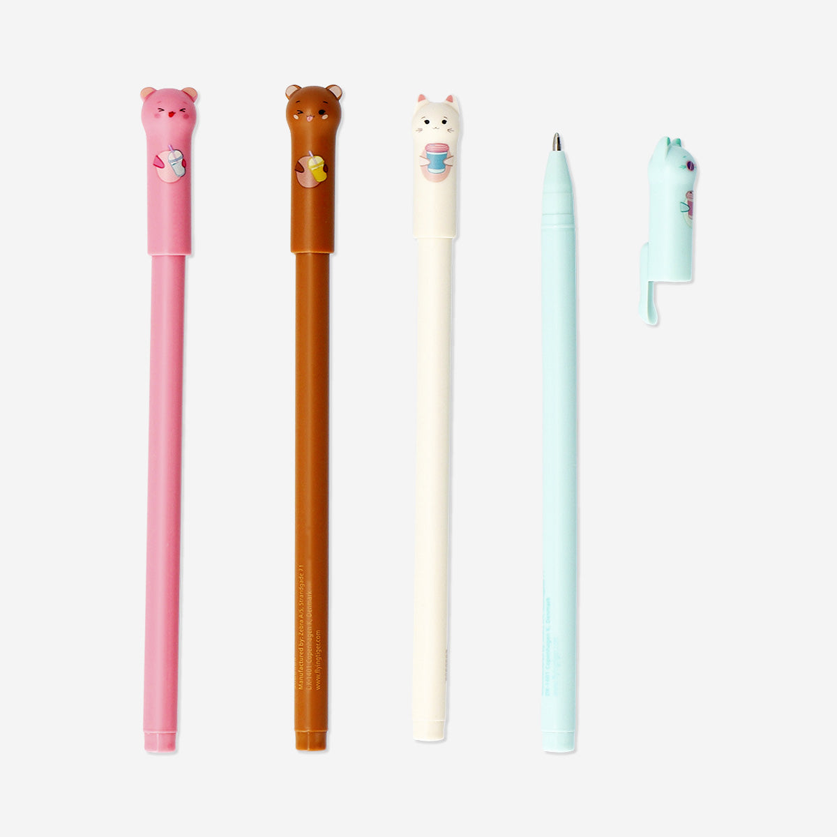 Gel ink pens with animal toppers - 4 pcs