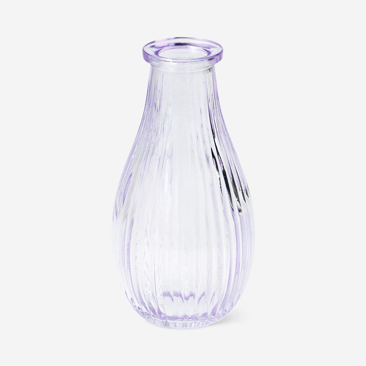 Clear purple glass vase - 14 cm