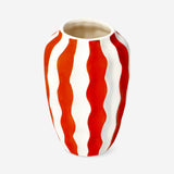 Vase with wavy red stripes - 18 cm