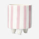 Pembe Beyaz Çizgili Küçük Saksı