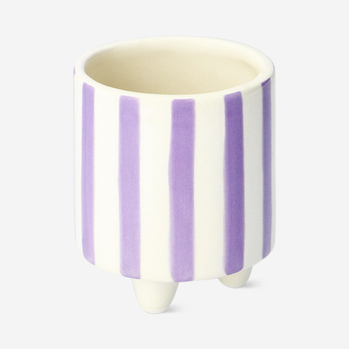 Mor Beyaz Çizgili Küçük Saksı
