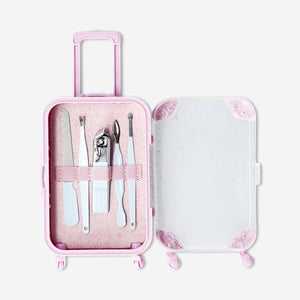Manicure and pedicure set in pink trolley - 5 pcs