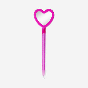 Pink ballpoint pen with heart mirror