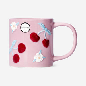 Kırmızı Meyve Desenli Seramik Kupa