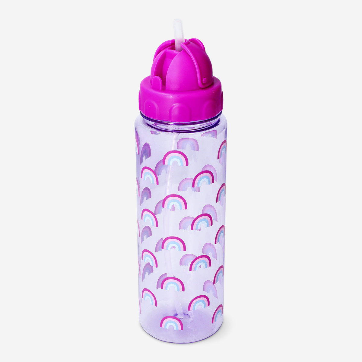 Pembe Gökkuşağı Desenli Pipetli Matara 700 ml