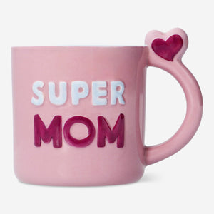 Pembe "Super Mom" Yazılı Kupa