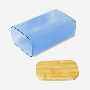 Bambu Kapaklı Mavi Cam Saklama Kabı 1,7 L