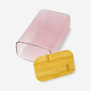 Bambu Kapaklı Pembe Cam Saklama Kabı 1,7 L