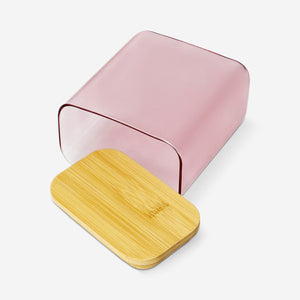 Bambu Kapaklı Pembe Cam Saklama Kabı 1,1 L