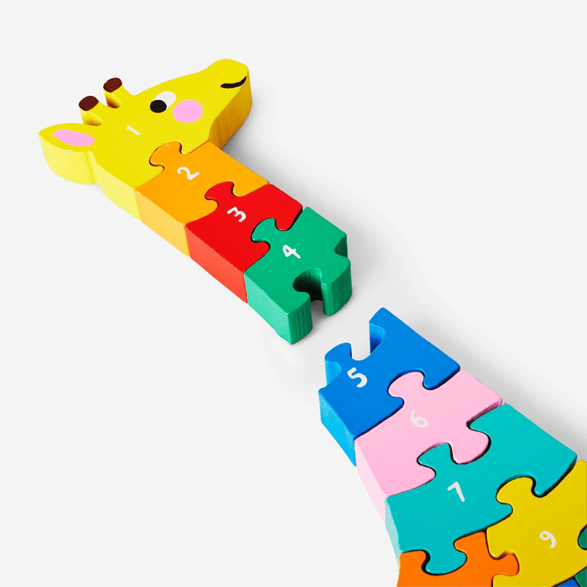 Wooden giraffe number puzzle