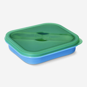 Blue collapsible lunchbox with spork - 600 ml