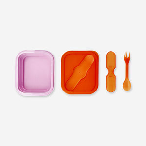 Pink collapsible lunchbox with spork - 600 ml