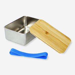 Bambu Kapaklı Çelik Mavi Yemek Kabı