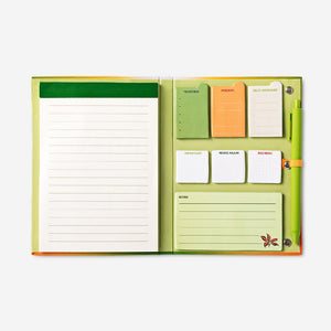 Yeşil Yaprak Desenli Kalemli Defter