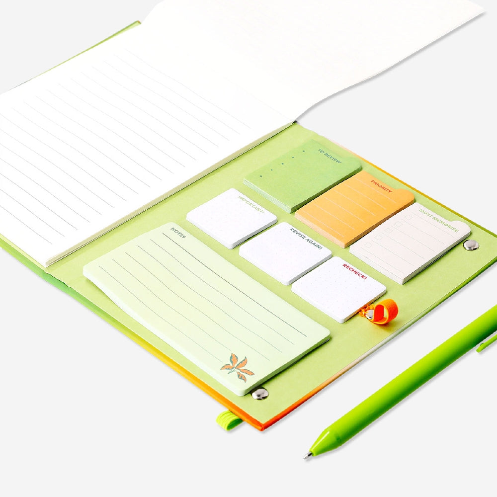 Yeşil Yaprak Desenli Kalemli Defter